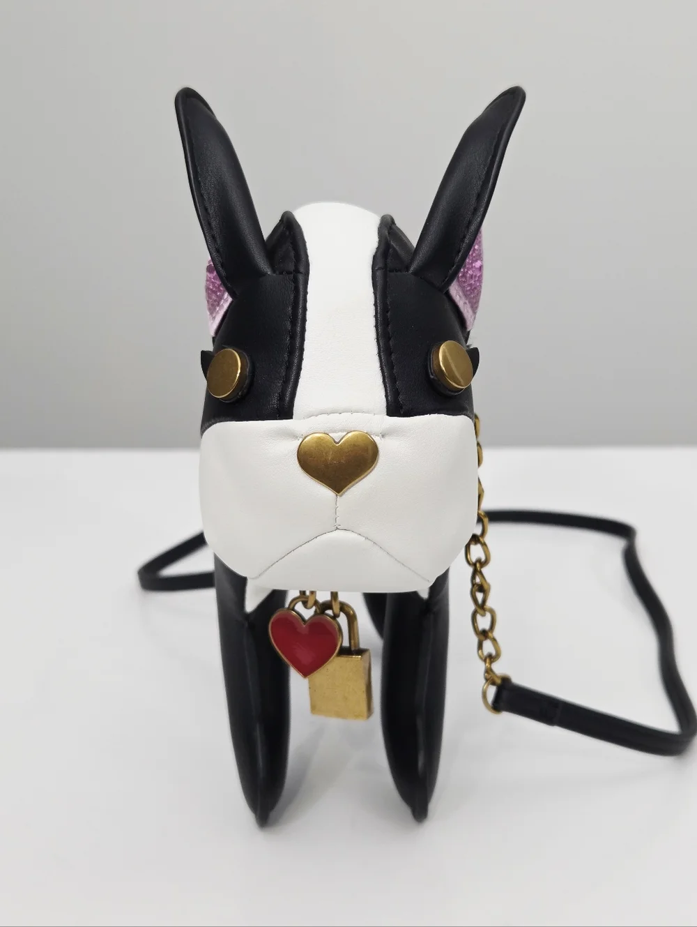 BETSEY JOHNSON KITSCH FRENCHY DOG CROSSBODY BAG WITH REMOVABLE CHARM BRACELET